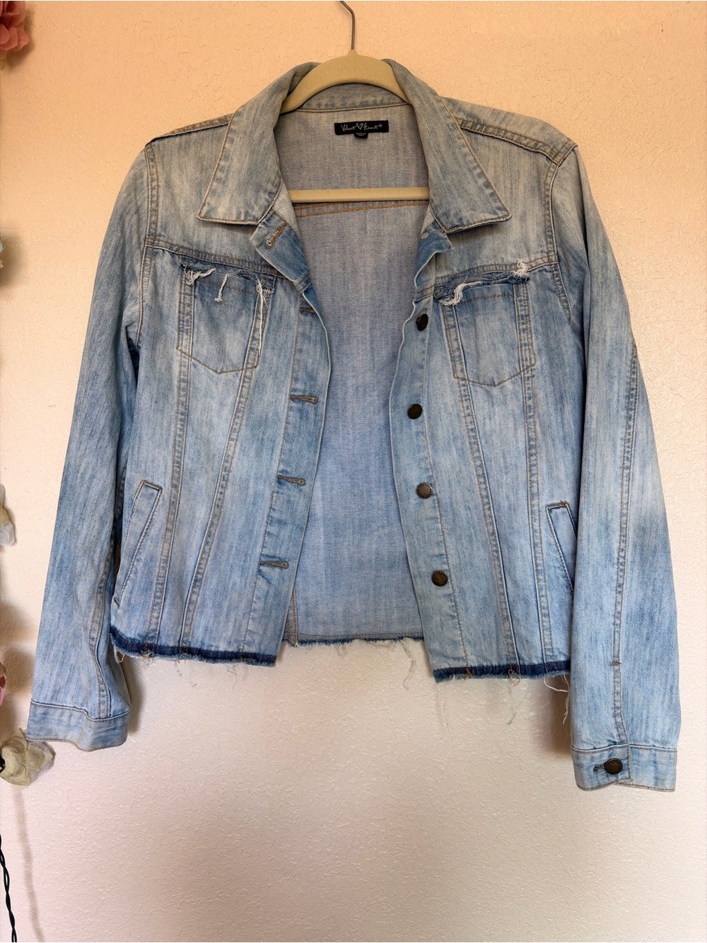 Velvet Heart Light Blue Distressed Denim Jacket